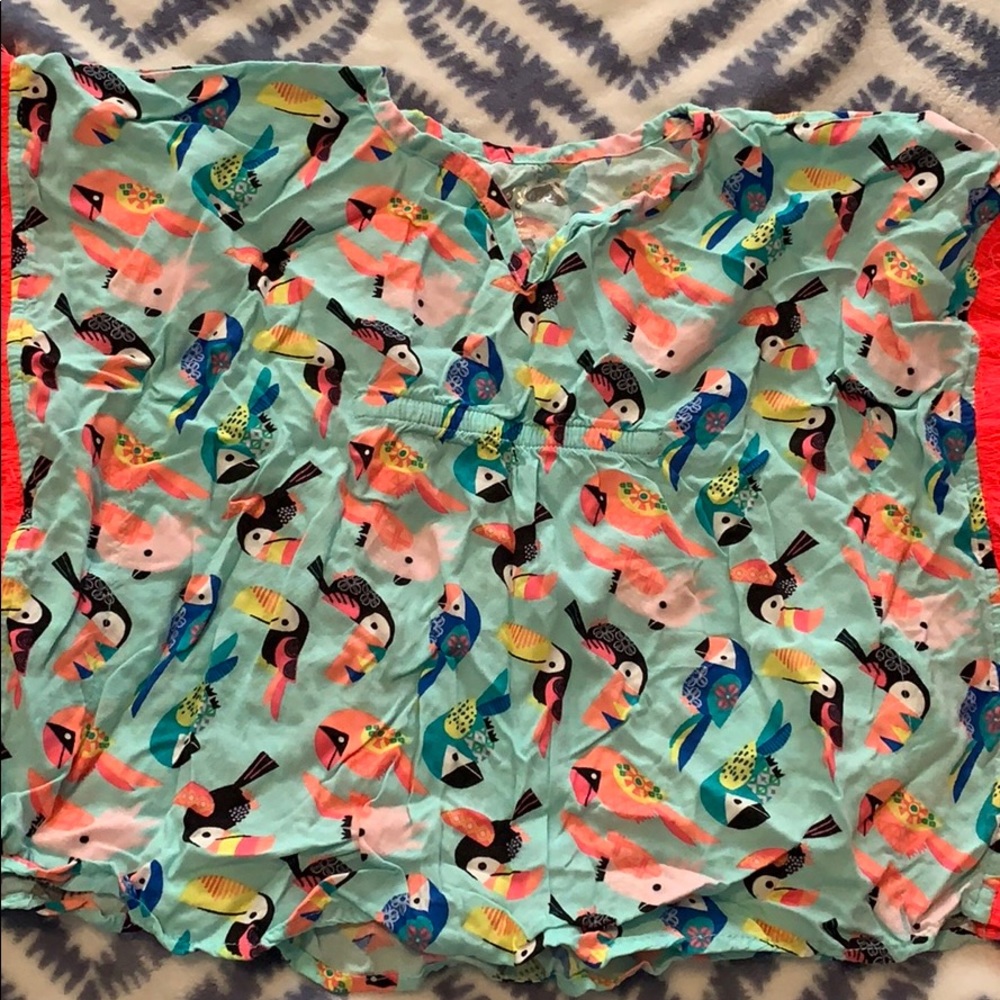 Adorable Bathing Suit coverup with pink fringe!